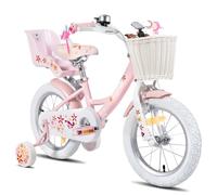 JOYSTAR Bicicleta infantil de unicornio de 16 pulgadas para niñas de 5 a 7 años, bicicleta infantil con asiento de bicicleta para muñecas y ruedas estabilizadoras, rosa.., BIKE049pk-16
