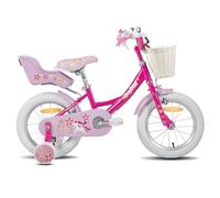 JOYSTAR Bicicleta infantil de unicornio de 16 pulgadas para niñas de 5 a 7 años, con asiento de bicicleta para muñecas y ruedas estabilizadoras