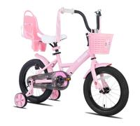 JOYSTAR Bicicleta infantil Zinnia para niñas de 5 a 7 años, 16 pulgadas, con ruedas, cesta y guirnaldas, color rosa
