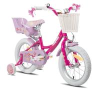 JOYSTAR Bicicleta Unicornio 14" para niñas de 3-5 años, Bicicleta Infantil con sillín de muñeca y Ruedas estabilizadoras,Morado