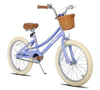 JOYSTAR Bike Bicicleta para niñas de 20 Pulgadas para niños de 5 a 9 años (109,2 a 149,9 cm), Bicicleta Infantil con Ruedas estabilizadoras, Cesta y Guardabarros, Morado