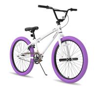 JOYSTAR Gemsbok 24 Pulgadas BMX Freestyle para niñas 8-13 años, 24 Pulgadas Bicicleta para niños, púrpura