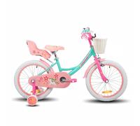 JOYSTAR Unicornio Bicicleta infantil de 18 pulgadas para niñas de 5 a 8 años, bicicleta infantil de 18 pulgadas con estabilizadores y soporte,verde.., BIKE049gr-18