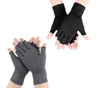 Joysuelly 2 Pares de Guantes de Compresión para Hombre y Mujer, Guantes Sin Dedos, Gris y Negro, Talla M