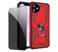 JOYTAG compatibles para Funda iPhone 11 Carcasa Rojo con Protector de Pantalla de Privacidad, Anti Espía Cristal Templado