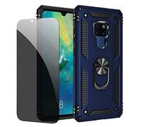 JOYTAG Funda para Huawei Mate 20 Carcasa Azul con Protector de Pantalla de Privacidad, Anti Espía Cristal Templado