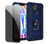 JOYTAG Funda para Huawei Mate 20 Lite Carcasa Azul con Protector de Pantalla de Privacidad, Anti Espía Cristal Templado