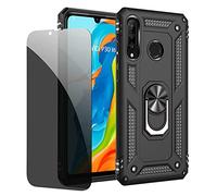 JOYTAG Funda para Huawei P30 Lite Carcasa Negro con Protector de Pantalla de Privacidad, Anti Espía Cristal Templado