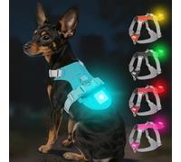 Joytale Arnés Ligero Luminoso para Perros con Soporte para Airtag, arnés Recargable LED Antideslizante con Caja de luz Desmontable, 4 Modos y 7 Colores, Azul, XS