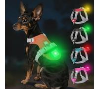 Joytale Arnés Ligero Luminoso para Perros con Soporte para Airtag, arnés Recargable LED Antideslizante con Caja de luz Desmontable, 4 Modos y 7 Colores, Naranja, XS