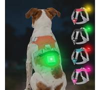 Joytale Arnés Ligero Luminoso para Perros con Soporte para Airtag, arnés Recargable LED Antideslizante con Caja de luz Desmontable, 4 Modos y 7 Colores, Naranja, S