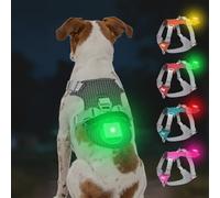 Joytale Arnés Ligero Luminoso para Perros con Soporte para Airtag, arnés Recargable LED Antideslizante con Caja de luz Desmontable, 4 Modos y 7 Colores, Negro, S