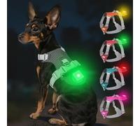 Joytale Arnés Ligero Luminoso para Perros con Soporte para Airtag, arnés Recargable LED Antideslizante con Caja de luz Desmontable, 4 Modos y 7 Colores, Negro, XS