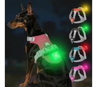 Joytale Arnés Ligero Luminoso para Perros con Soporte para Airtag, arnés Recargable LED Antideslizante con Caja de luz Desmontable, 4 Modos y 7 Colores, Rojo. XL