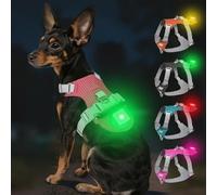 Joytale Arnés Ligero Luminoso para Perros con Soporte para Airtag, arnés Recargable LED Antideslizante con Caja de luz Desmontable, 4 Modos y 7 Colores, Rojo, XS