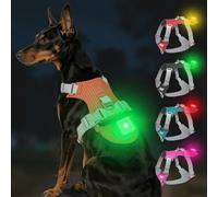 Joytale Arnés Ligero Luminoso para Perros con Soporte para Airtag, arnés Recargable LED Antideslizante con Caja de luz Desmontable, 4 Modos y 7 Colores, Naranja, XL
