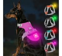 Joytale Arnés Ligero Luminoso para Perros con Soporte para Airtag, arnés Recargable LED Antideslizante con Caja de luz Desmontable, 4 Modos y 7 Colores, Rosa Caliente, XL