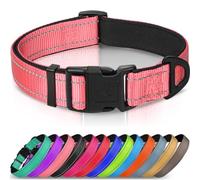 Joytale Collar Perro Reflectante,Nylon Collar Acolchado con Neopreno,Ajustable para Perros Grande,40-60cm,Rosa