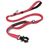 Joytale Correa para Perro táctico, Correa elástica amortiguadora de 1,2-1,8 m con 2 Asas Acolchadas, cinturón de Seguridad del Coche, Correa Fuerte para Perros medianos Grandes X-Grande, Rojo
