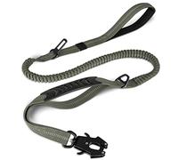 Joytale Correa para Perro táctico, Correa elástica amortiguadora de 1,2-1,8 m con 2 asas acolchadas, cinturón de seguridad del coche, correa fuerte para perros medianos grandes X-Grande, Verde militar