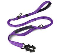 Joytale Correa para Perro táctico, Correa elástica amortiguadora de 1,2-1,8 m con 2 Asas Acolchadas, cinturón de Seguridad del Coche, Correa Fuerte para Perros medianos Grandes X-Grande, Morado