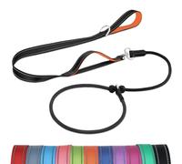 Joytale Correa Retriever de Entrenamiento, Doble Asa Acolchada, Collar Antideslizante, Correa Reflectante para Perros Pequeños y Medianos, 1,8 M, Negro/Naranja
