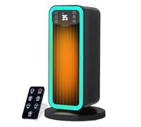 Joytential Calefactor Bajo Consumo, 1500W PTC Ceramico Radiador Electrico Portátil con Termostato, Remoto, Oscilación 70°, Temporizador 12H, Protección Contra Sobrecalentamiento y Vuelco, Dormitorio