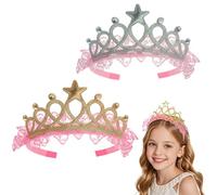 Joytey Diadema de corona de princesa con purpurina rosa para niñas, tiara de hada, diadema brillante para el cabello, accesorios para el cabello para niños, adolescentes, adultos, fiesta de cumpleaños