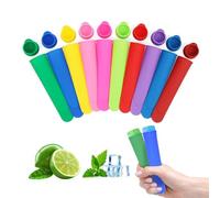 JOYTIX Moldes de helado, 10 unidades de silicona 10 colores con tapa, moldes reutilizables para polos DIY, popsicles y helados caseros, aptos alimentarios para verano y niños