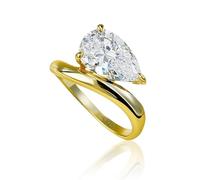 JoyToGo Anillos de compromiso de plata de ley de 2 quilates con moissanita para mujer, anillo de compromiso falso, solitario natural, circonita cúbica, anillo de boda con gota de agua, pera, corte