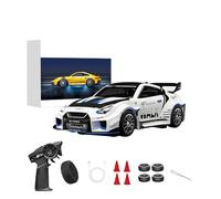 Joytopiaminds Coche de deriva a control remoto de cuerpo de aleación a escala 1/43 con modos duales de drift/carrera, coche de carreras RC 2.4G 4WD con luces LED y giroscopio ajustable, modelo de