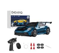Joytopiaminds Coche de deriva a control remoto de cuerpo de aleación a escala 1/43 con modos duales de drift/carrera, coche de carreras RC 2.4G 4WD con luces LED y giroscopio ajustable, modelo de