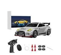 Joytopiaminds Coche de deriva a control remoto de cuerpo de aleación a escala 1/43 con modos duales de drift/carrera, coche de carreras RC 2.4G 4WD con luces LED y giroscopio ajustable, modelo de