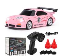 Joytopiaminds Coche de deriva RC a escala 1/43, 2.4G 4WD control proporcional completo, auto deportivo eléctrico RC con juego de luces LED, modelo mini Racer para aficionados - RTR