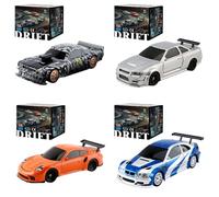 Joytopiaminds Coche de deriva RC a escala 1/43, 2.4G 4WD control proporcional completo, auto deportivo eléctrico RC con juego de luces LED, modelo mini Racer para aficionados - RTR
