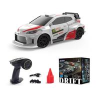 Joytopiaminds Coche de deriva RC a escala 1/43, 2.4G 4WD control proporcional completo, auto deportivo eléctrico RC con juego de luces LED, modelo mini Racer para aficionados - RTR