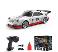 Joytopiaminds Coche de deriva RC a escala 1/43, 2.4G 4WD control proporcional completo, auto deportivo eléctrico RC con juego de luces LED, modelo mini Racer para aficionados - RTR
