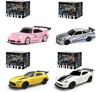 Joytopiaminds Coche de deriva RC a escala 1/43, 2.4G 4WD control proporcional completo, auto deportivo eléctrico RC con juego de luces LED, modelo mini Racer para aficionados - RTR