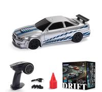 Joytopiaminds Coche de deriva RC a escala 1/43, 2.4G 4WD control proporcional completo, auto deportivo eléctrico RC con juego de luces LED, modelo mini Racer para aficionados - RTR
