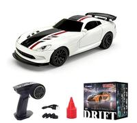 Joytopiaminds Coche de deriva RC a escala 1/43, 2.4G 4WD control proporcional completo, auto deportivo eléctrico RC con juego de luces LED, modelo mini Racer para aficionados - RTR
