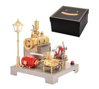 Joytopiaminds Retrol SE-02 - Modelo de motor de vapor con caldera, motor de vapor estacionario horizontal reversible de metal completo con generador y lámpara de calle para educación de ciencias
