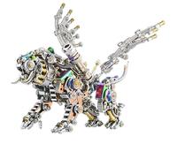 Joytopiaminds Rompecabezas de metal 3D para adultos, más de 700 piezas, modelo de tigre de Bengala con alas cromáticas, adorno creativo de escritorio para el hogar y las oficinas