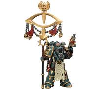 JOYTOY Sons of Horus Warhammer 40K 1/18 Figuras de acción Hijos de Horus Maloghurst el retorcido, el equerry del maestro de guerra con estándar Legion y Banestrike Bolter modelo coleccionable de 4.9