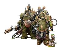 JOYTOY Warhammer 40K 1/18 Figura de acción Guardia de la Muerte Señor de la Virulencia con Puño de Poder y Spewer de Plaga Gemelo y Blightspawn con Pulverizador de Plaga