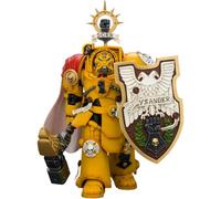 JOYTOY Warhammer 40K 1/18 Figuras de acción Imperial Fists Darnath Lysander con martillo de trueno y escudo de tormenta de 5.59 pulgadas, base de exhibición de artefactos, decoración de escritorio y