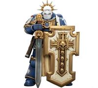 JOYTOY Warhammer 40k Ultramarines Levantus con espada de poder, escudo de tormenta y pistola de perno 1/18, figura de acción para coleccionar y mostrar modelo