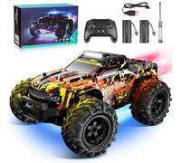 JOYTREKY Coche Teledirigido - 1:18 Coche RC con Luces Led 25 Km/H RC Car con Pulverizador 2,4 GHz Todoterreno 2 BateríAs Recargables 60min Play para NiñOs Y Adultos - Amarillo