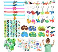 JOYUE Dinosaurios Fiesta Juguetes 63 Piezas de Juguetes de Dinosaurios, Regalos de Cumpleaños para Niños, Piñatas de Cumpleaños, Que Incluyen Máscara de dinosaurio Pulseras Llaveros Tatuajes Anillos