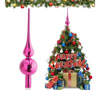 JOYUE Punta de Árbol de Navidad Vidrio Topper de Árbol de Navidad Cristal, Adorno Punta Arbol Navidad 26cm Estrella de Punta de Árbol, Copa del Árbol de Navidad para Fiesta Navideña (Rosa)