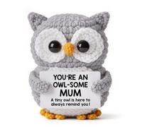 Joyvado Regalos para mamá: regalo de ganchillo hecho a mano con divertido mensaje "You're an Owl-Some MUM", regalo de cumpleaños para mamá de hija o hijo, regalo de agradecimiento para mamá